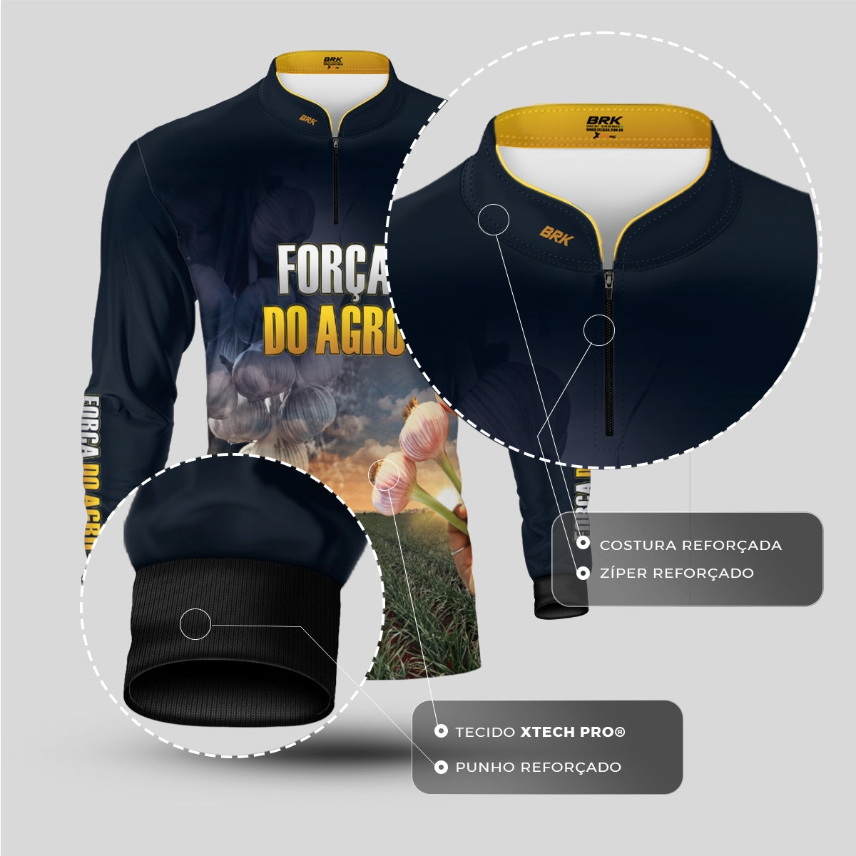 Camisa Agro Brk Produtor de Alho com Proteção Solar UV50+