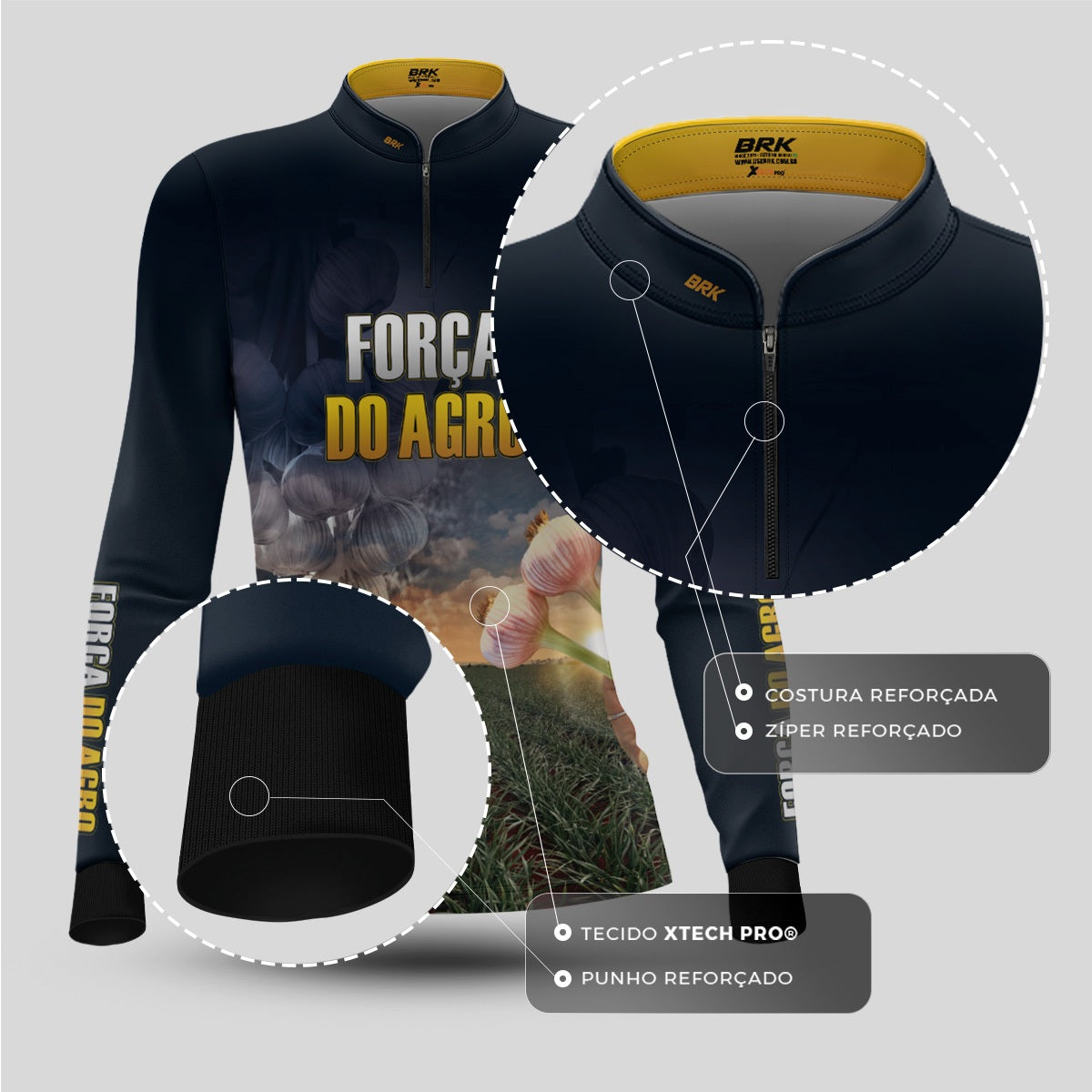 Camisa Agro Feminina Brk Produtor de Alho com Proteção Solar UV50+