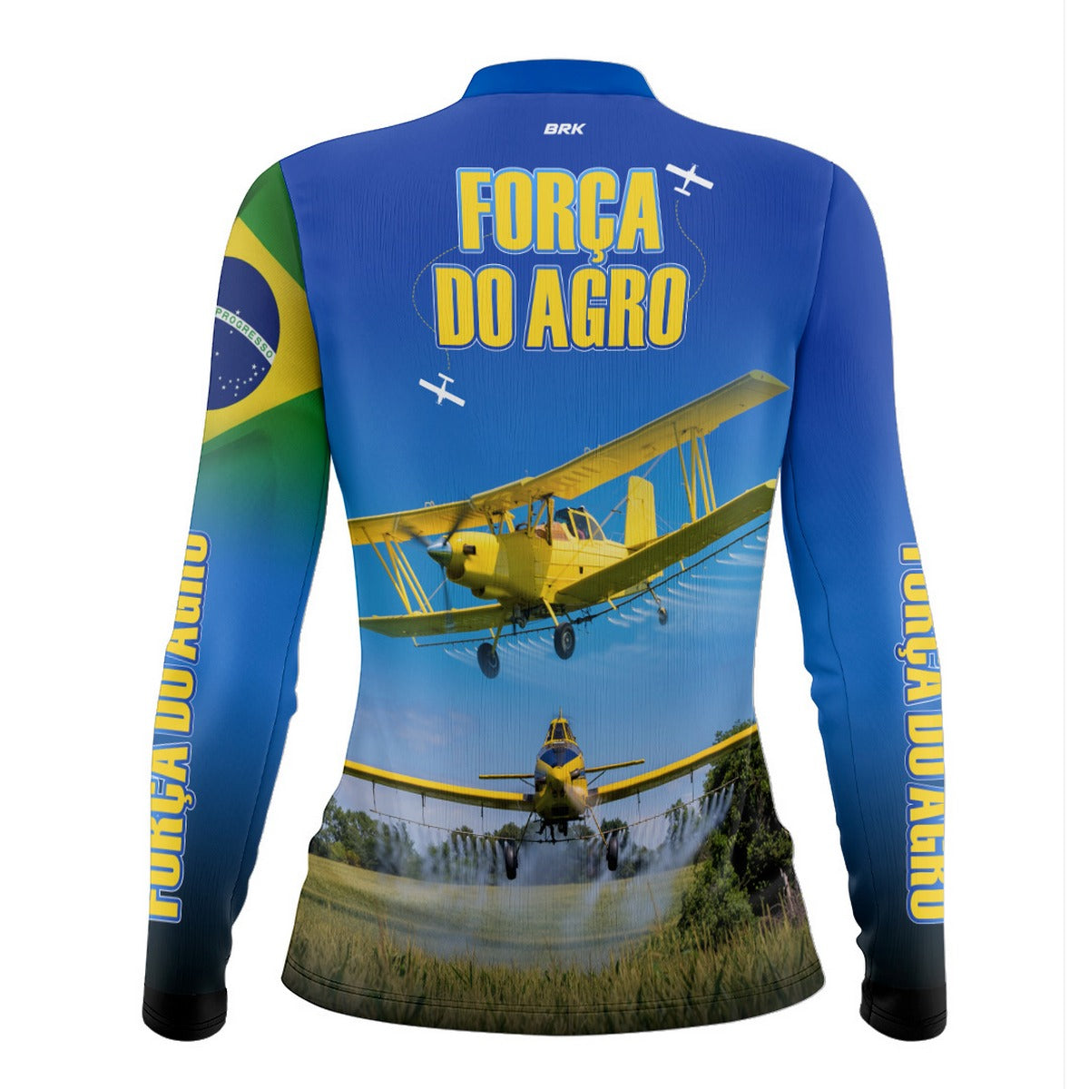 Camisa Agro Feminina Brk Azul Aviação Agrícola com Proteção UV50+