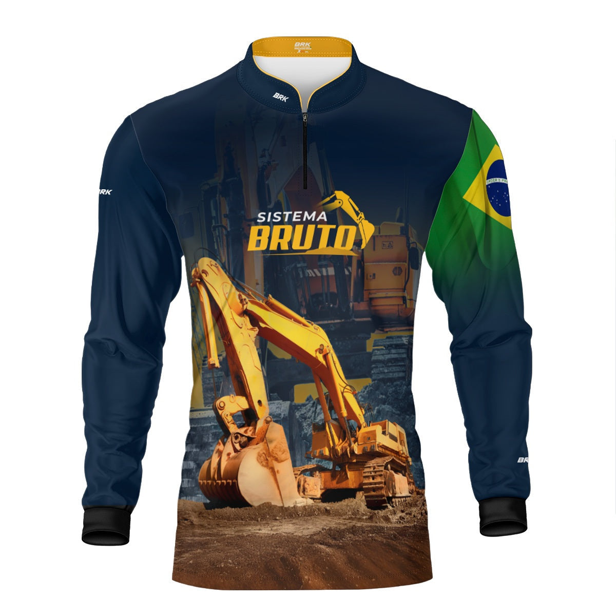 Camisa Máquina Pesada Brk Sistema Bruto Escavadeira com UV50+