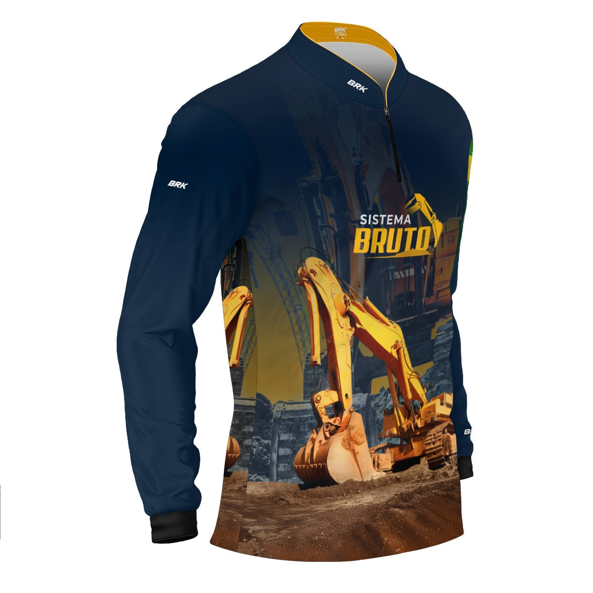 Camisa Máquina Pesada Brk Sistema Bruto Escavadeira com UV50+