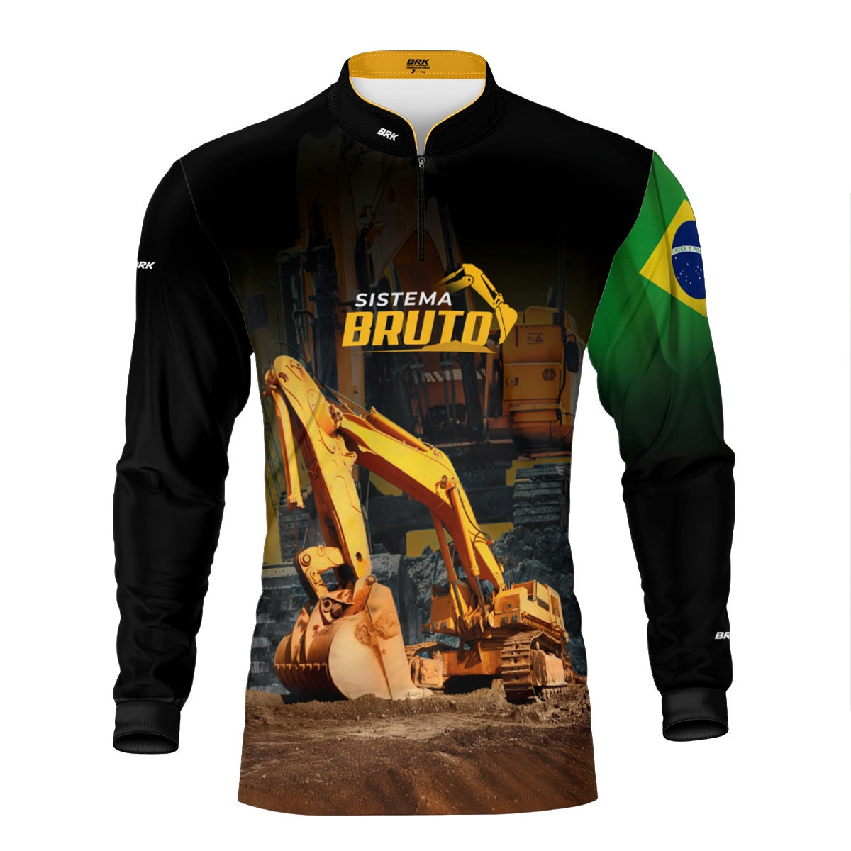 Camisa Máquina Pesada Brk Sistema Bruto Escavadeira com UV50+