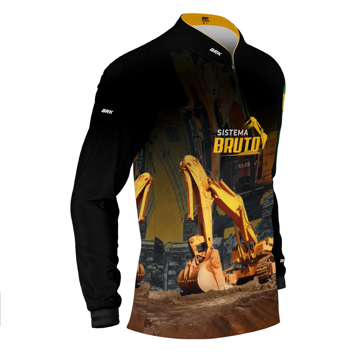 Camisa Máquina Pesada Brk Sistema Bruto Escavadeira com UV50+
