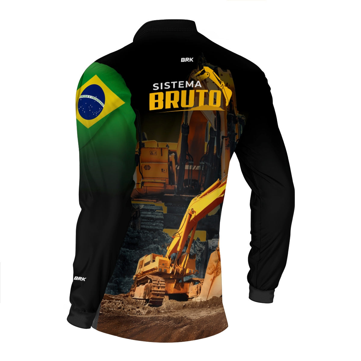 Camisa Máquina Pesada Brk Sistema Bruto Escavadeira com UV50+