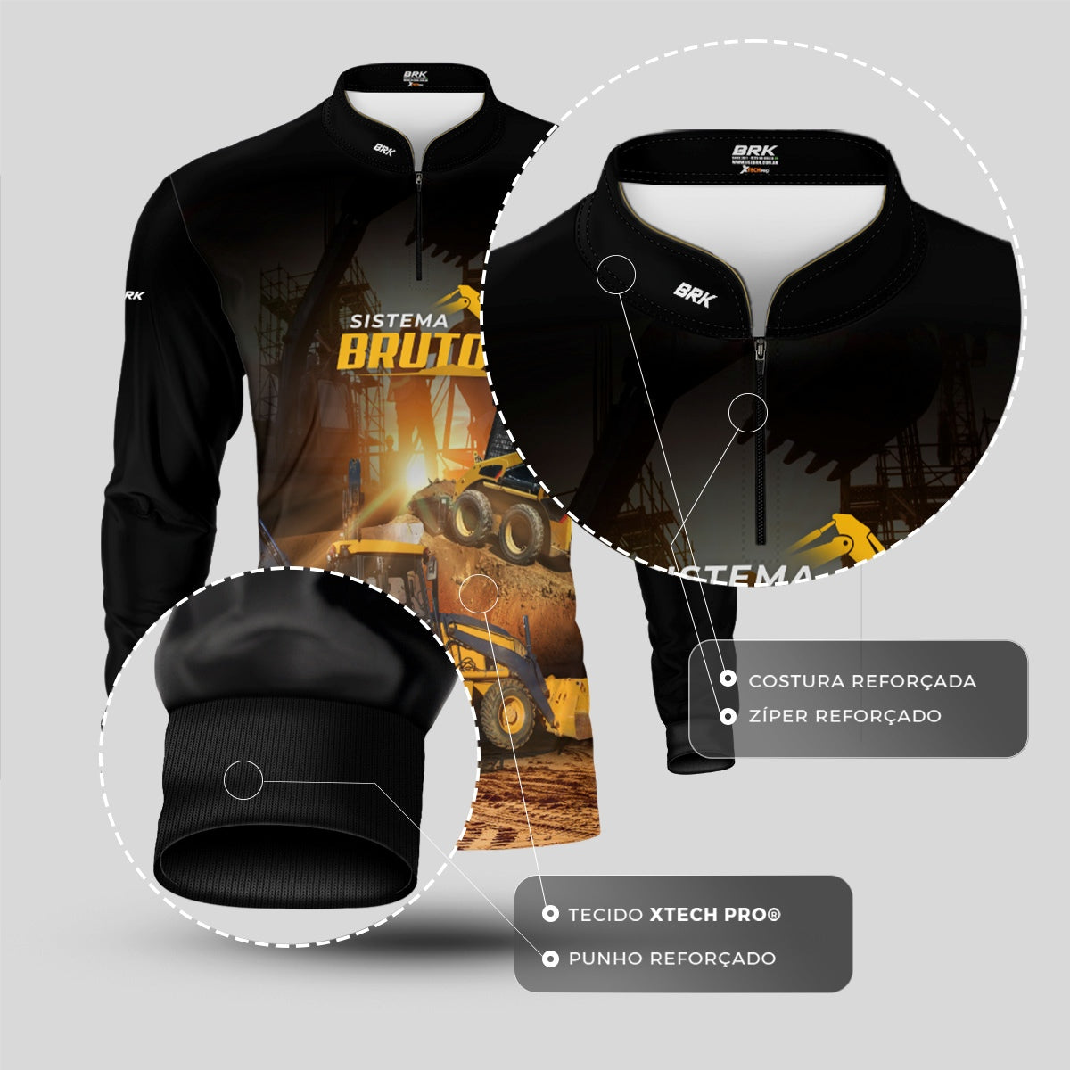 Camisa Máquina Pesada Brk Sistema Bruto Caminhão Caçamba com UV50+
