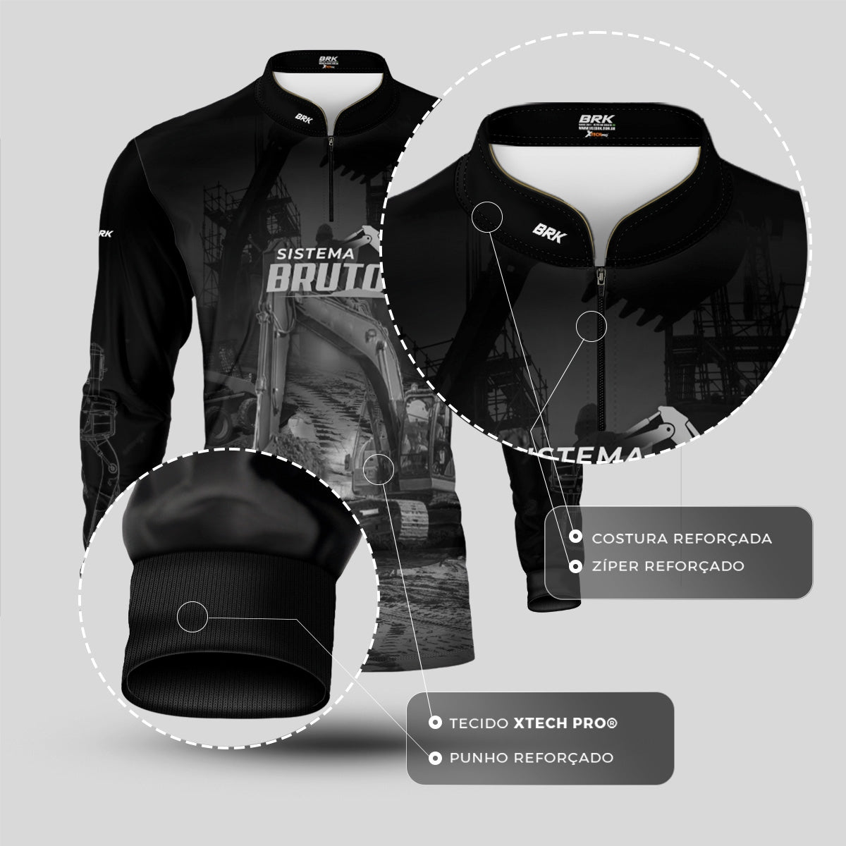 Camisa Máquina Pesada Brk Sistema Bruto Caminhão Caçamba com UV50+