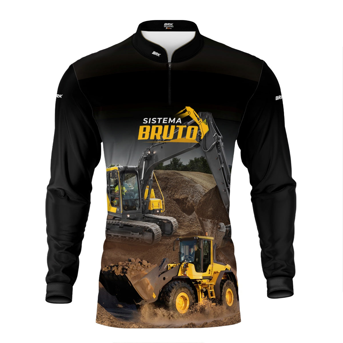 Camisa Máquina Pesada Brk Sistema Bruto Escavadeira com UV50+