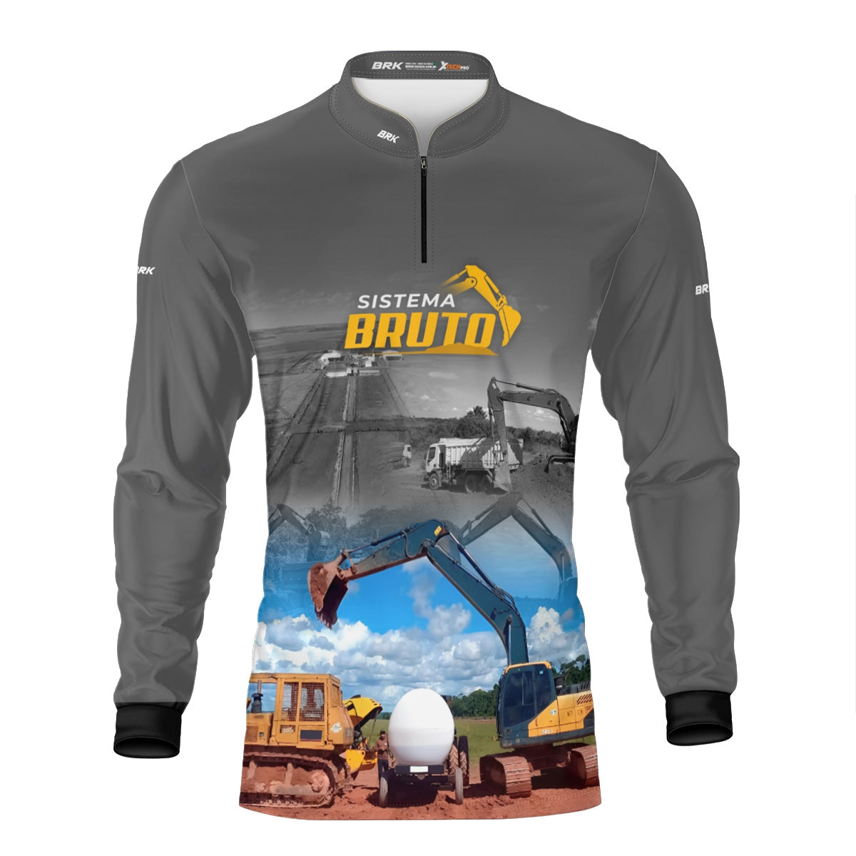 Camisa Máquina Pesada Brk Sistema Bruto Escavadeira com UV50+