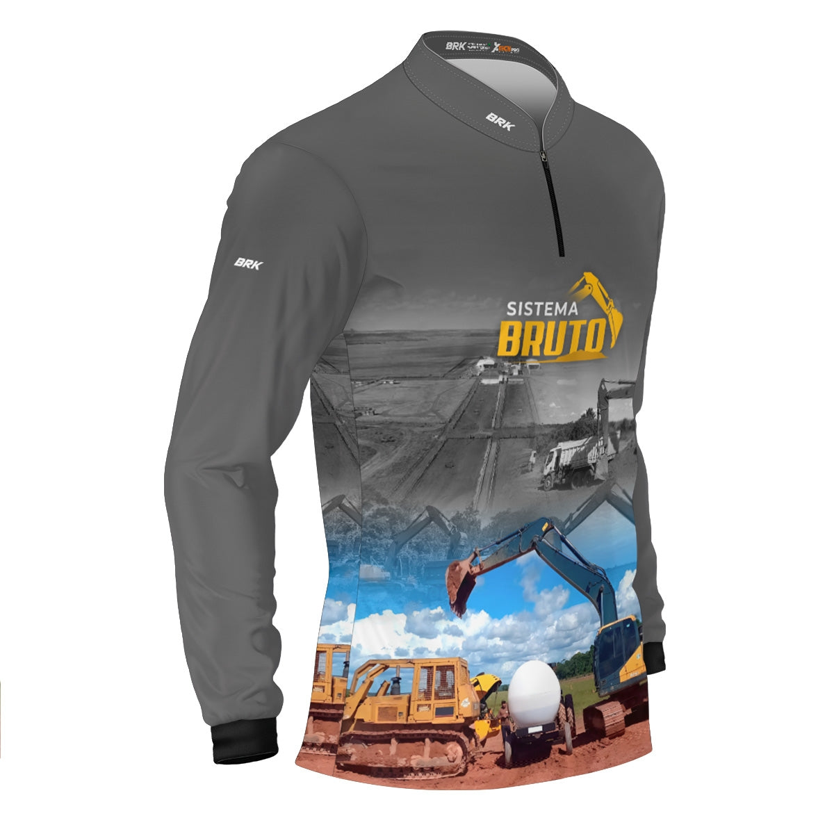 Camisa Máquina Pesada Brk Sistema Bruto Escavadeira com UV50+
