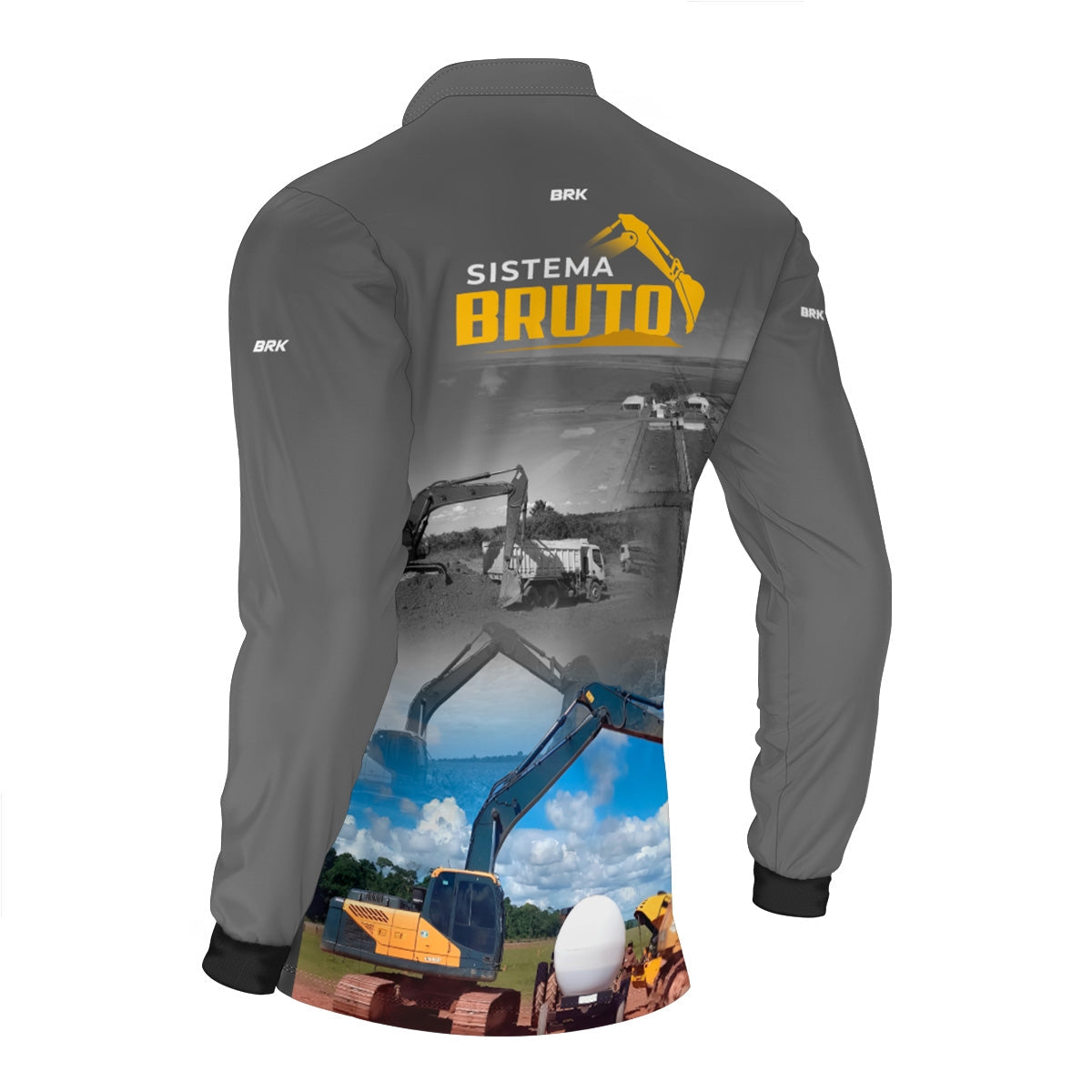 Camisa Máquina Pesada Brk Sistema Bruto Escavadeira com UV50+