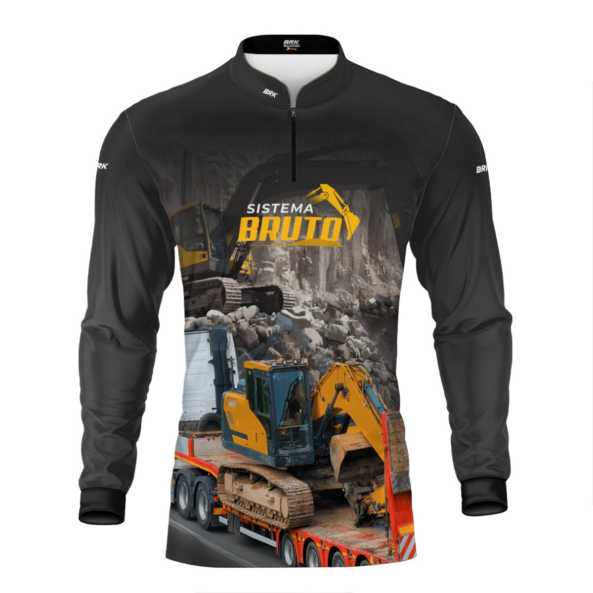 Camisa Máquina Pesada Brk Sistema Bruto Escavadeira com UV50+