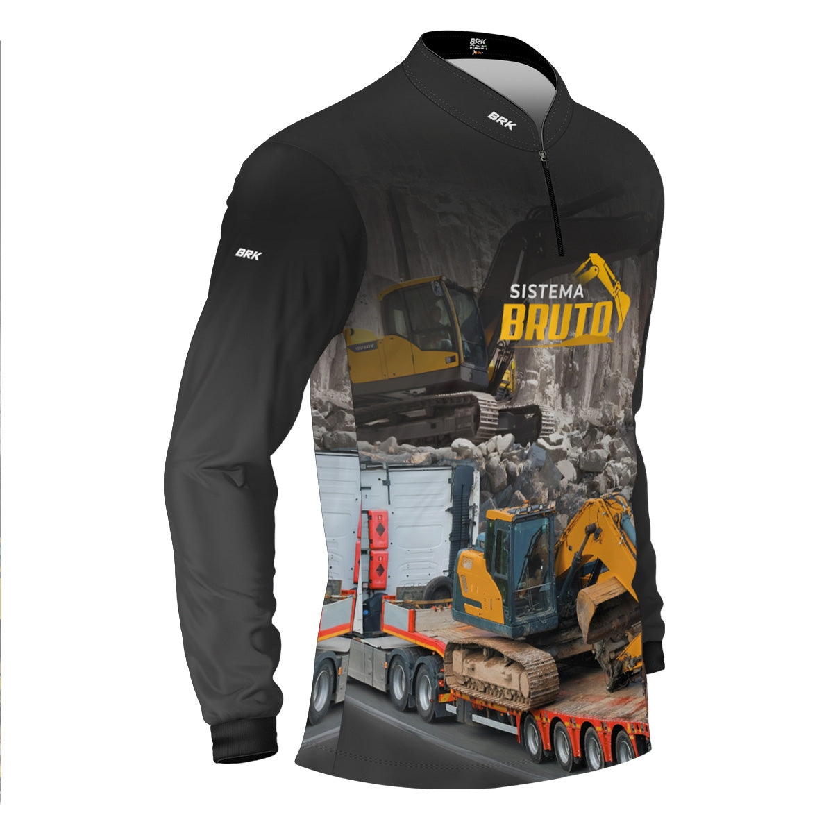 Camisa Máquina Pesada Brk Sistema Bruto Escavadeira com UV50+