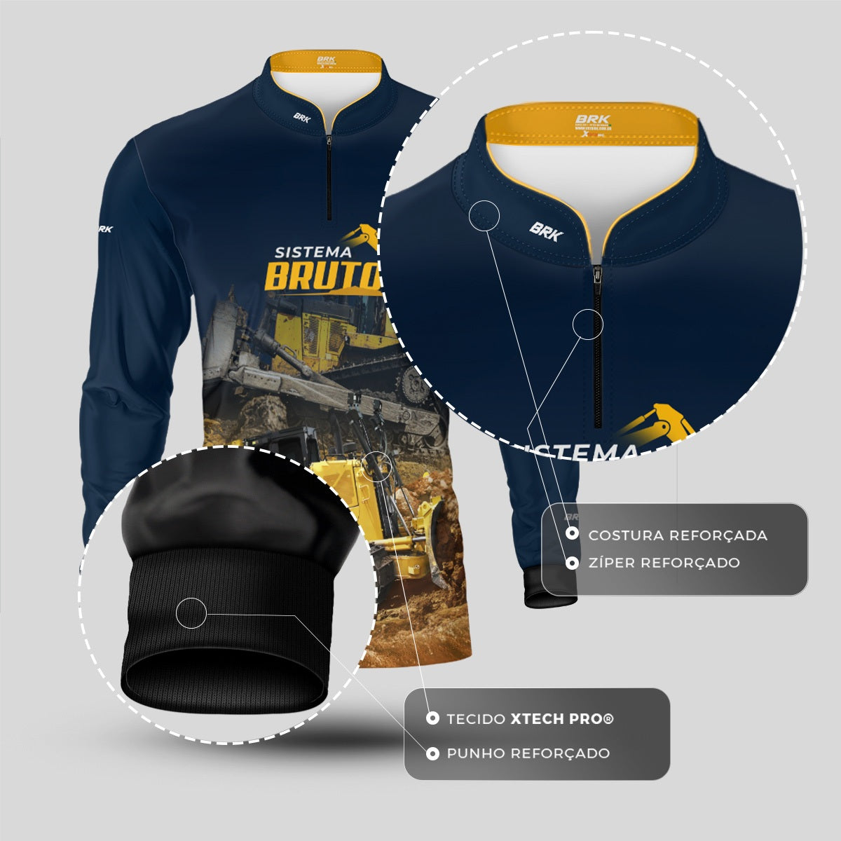 Camisa Máquina Pesada Brk Sistema Bruto Trator de Esteira com UV50+