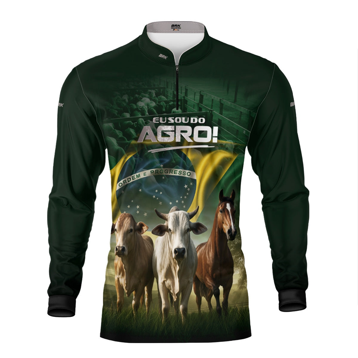 Camisa Agro Brk Verde Eu Sou do Agro Pecuária com Proteção Solar UV50 - Envio Imediato