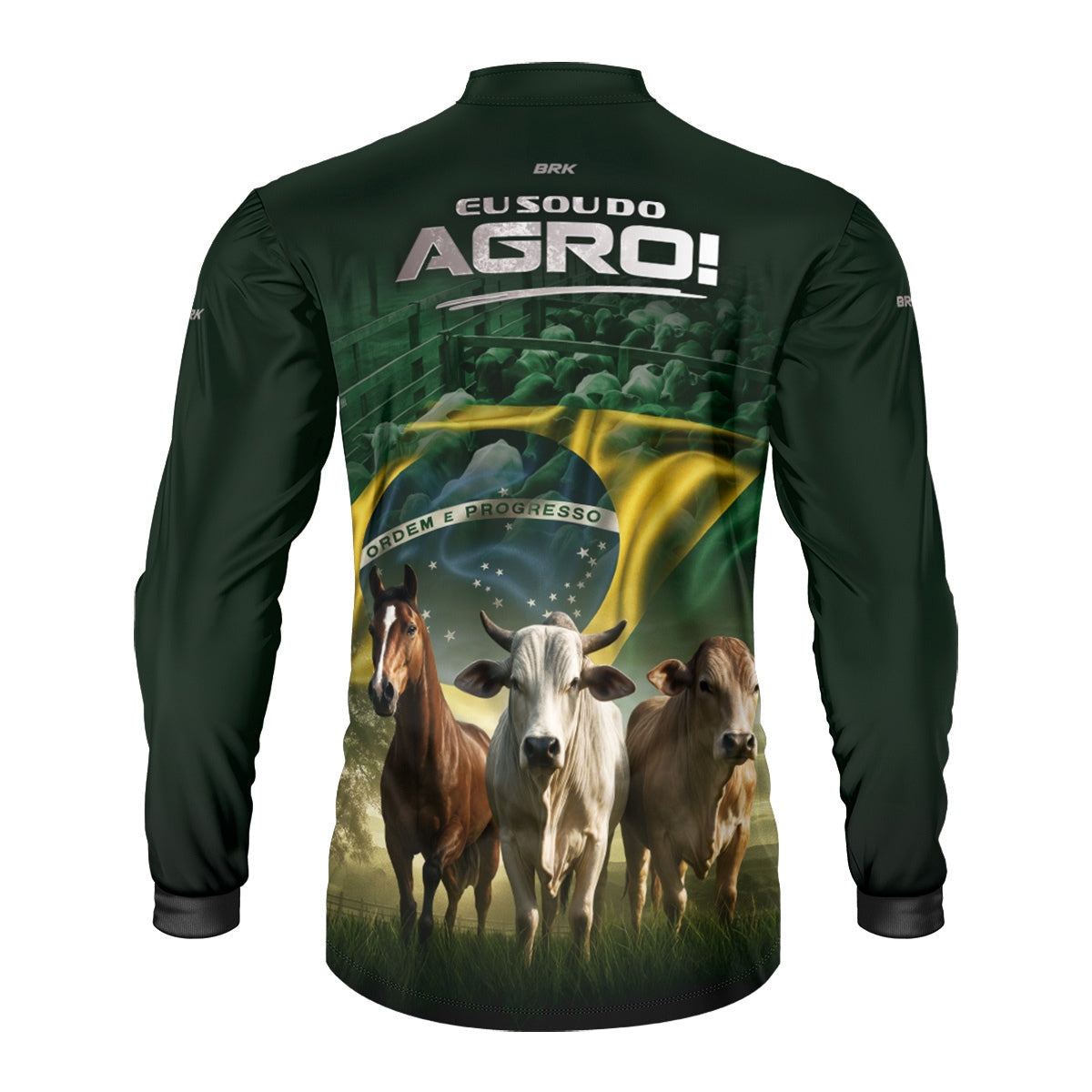 Camisa Agro Brk Verde Eu Sou do Agro Pecuária com Proteção Solar UV50 - Envio Imediato