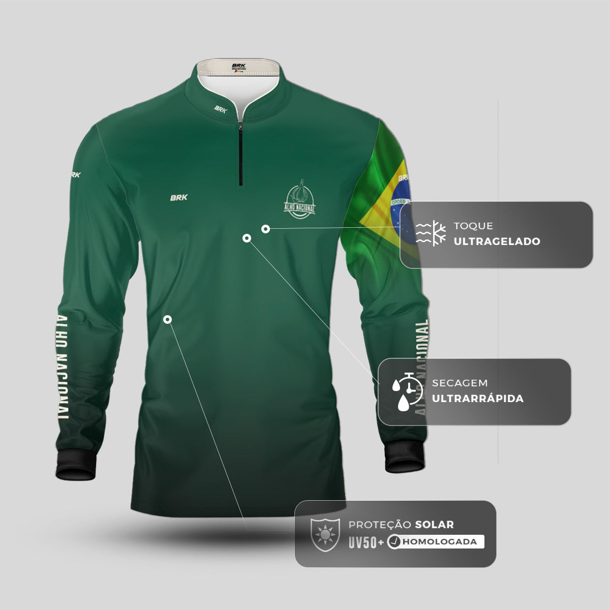 Camisa Agro Brk Alho Nacional Brasil com Proteção Solar UV50+