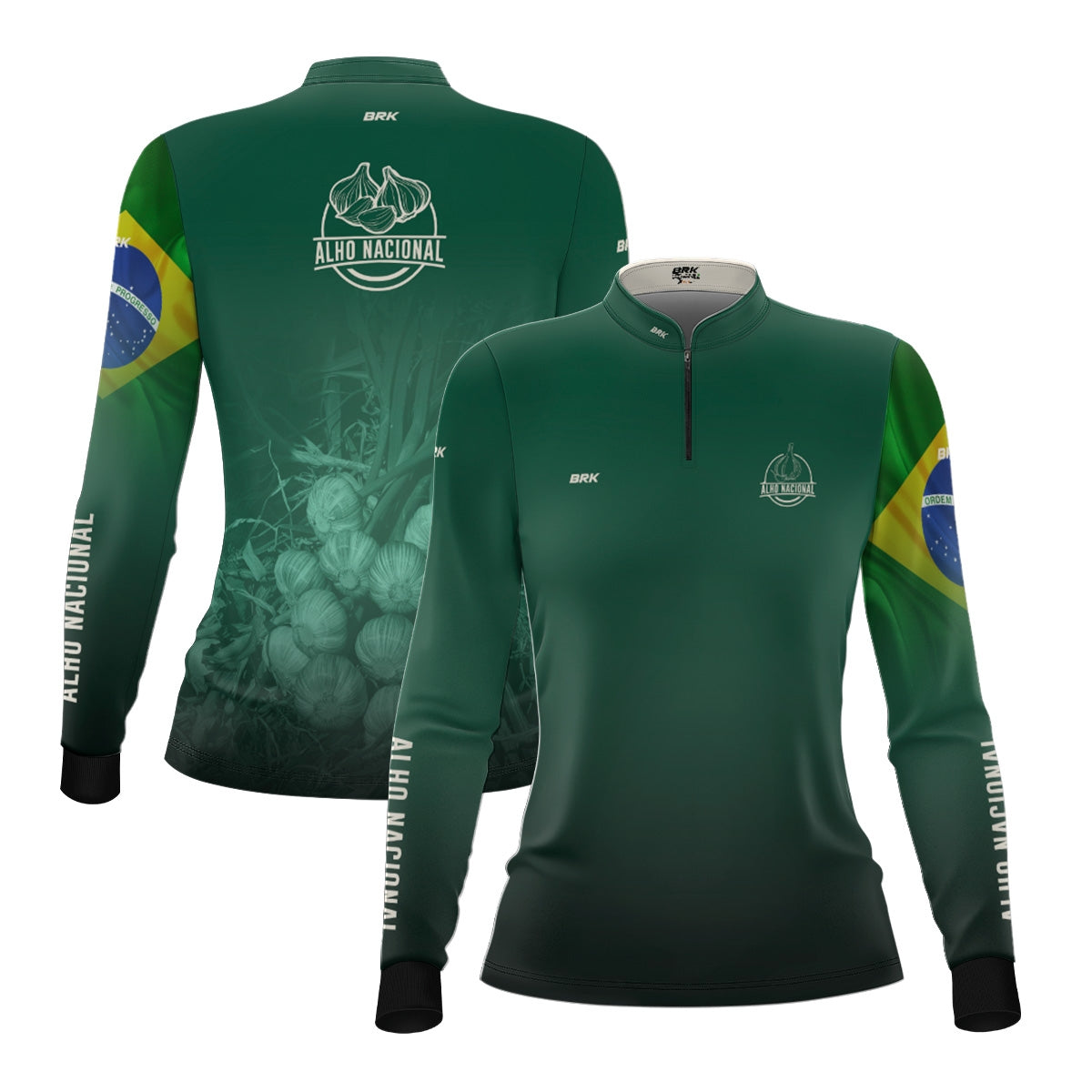 Camisa Agro Feminina Brk Alho Nacional Brasil com Proteção Solar UV50+