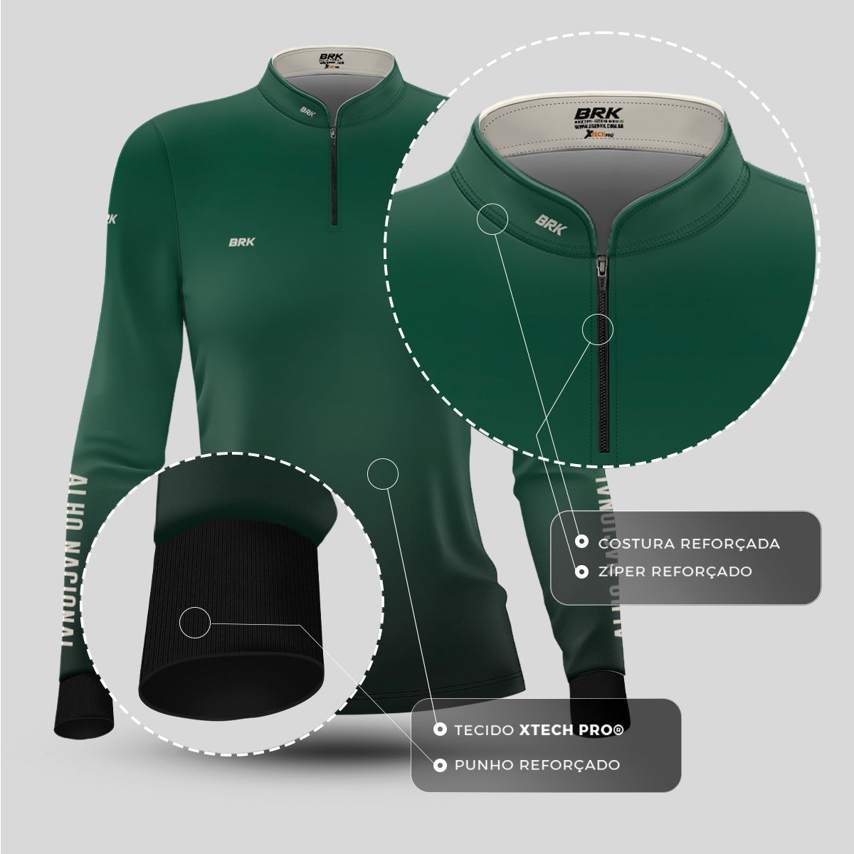 Camisa Agro Feminina Brk Alho Nacional Brasil com Proteção Solar UV50+