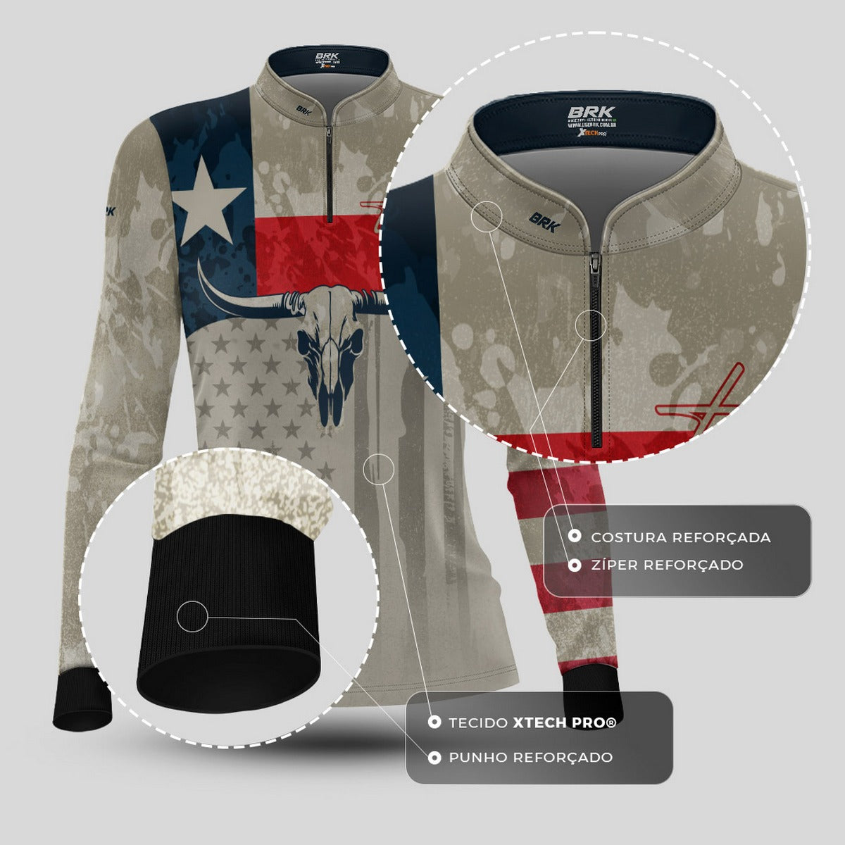 Camisa Agro Feminina Brk Texas Long Horn com Proteção UV50+