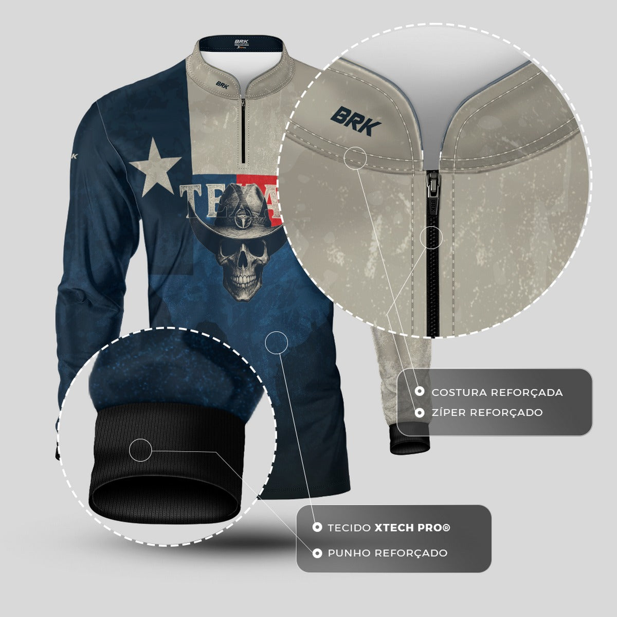 Camisa Agro Brk Skull Texas com Proteção UV50+