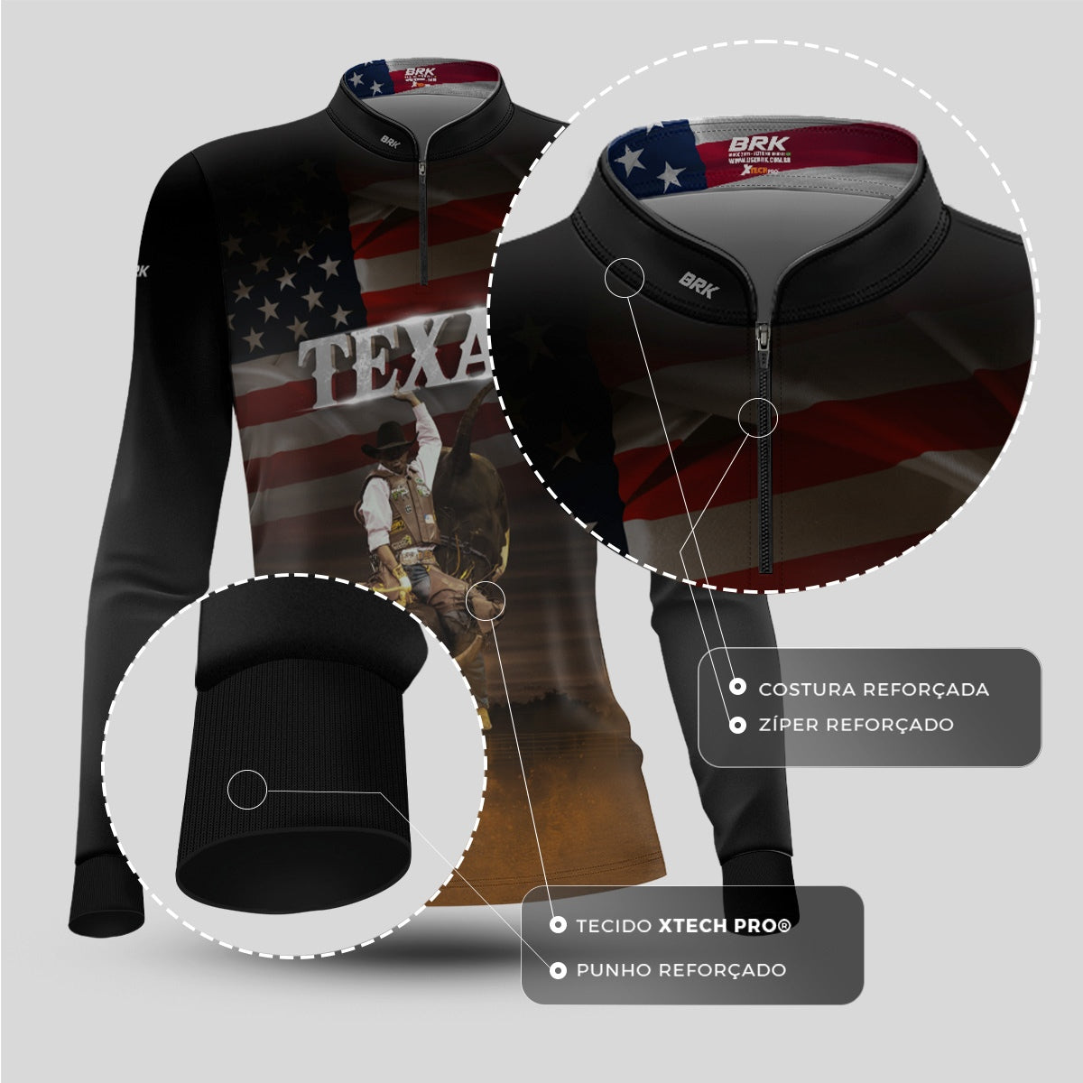 Camisa Agro Feminina Brk Texas Rodeio com Proteção UV50+