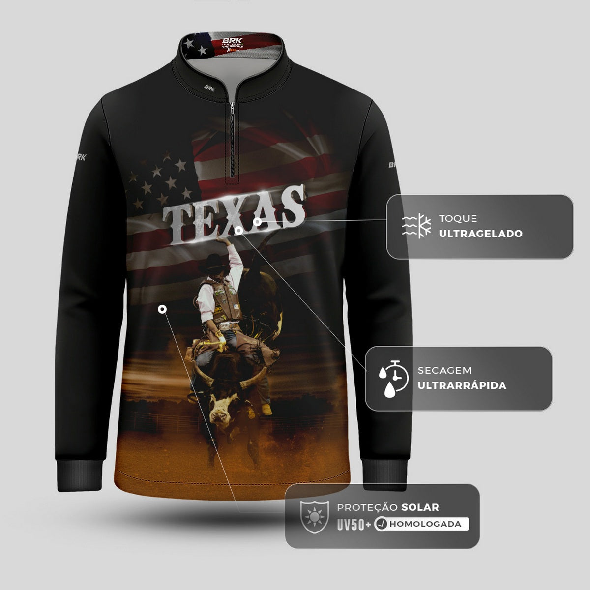 Camisa Agro Infantil Brk Texas Rodeio com Proteção UV50+