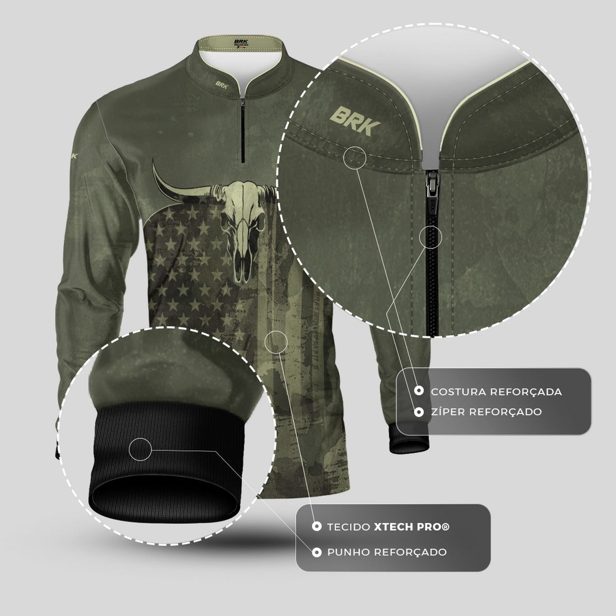 Camisa Agro Brk Skull Long Horn com Proteção UV50+