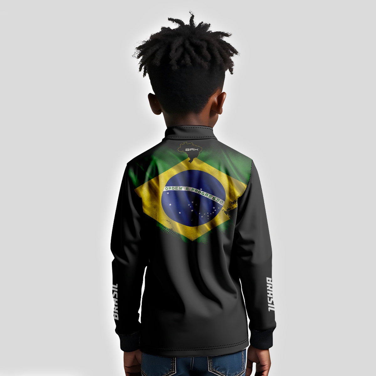 Camisa Agro Infantil Brk Bandeira do Brasil com Proteção Solar UV50+