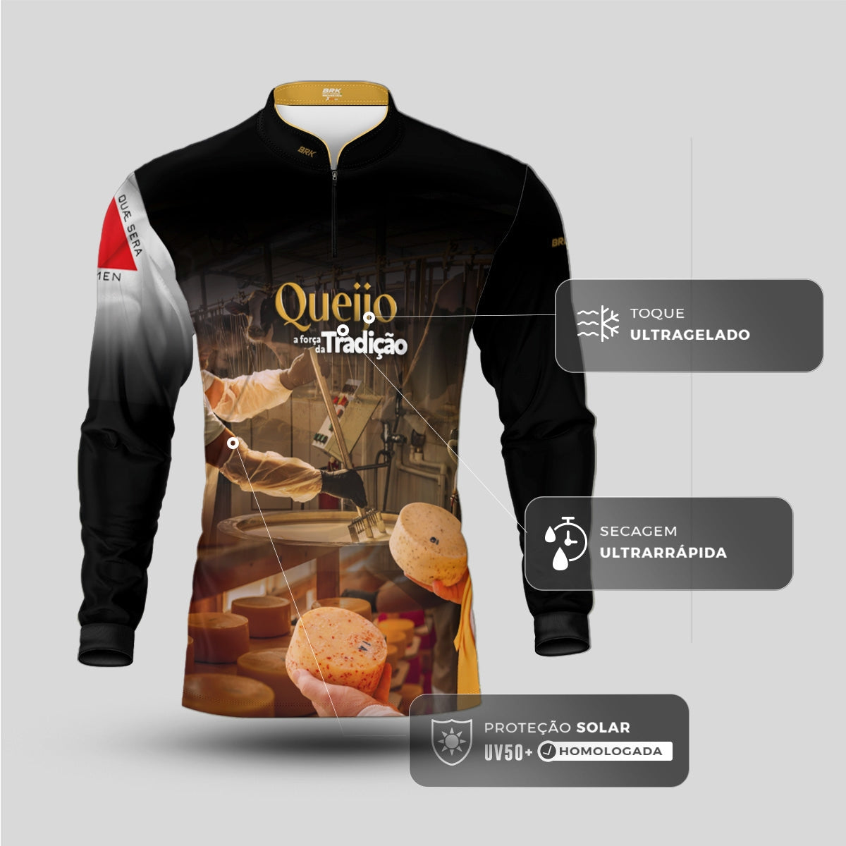 Camisa Agro Brk A Força da Tradição Produção de Queijo MG com Proteção UV50+