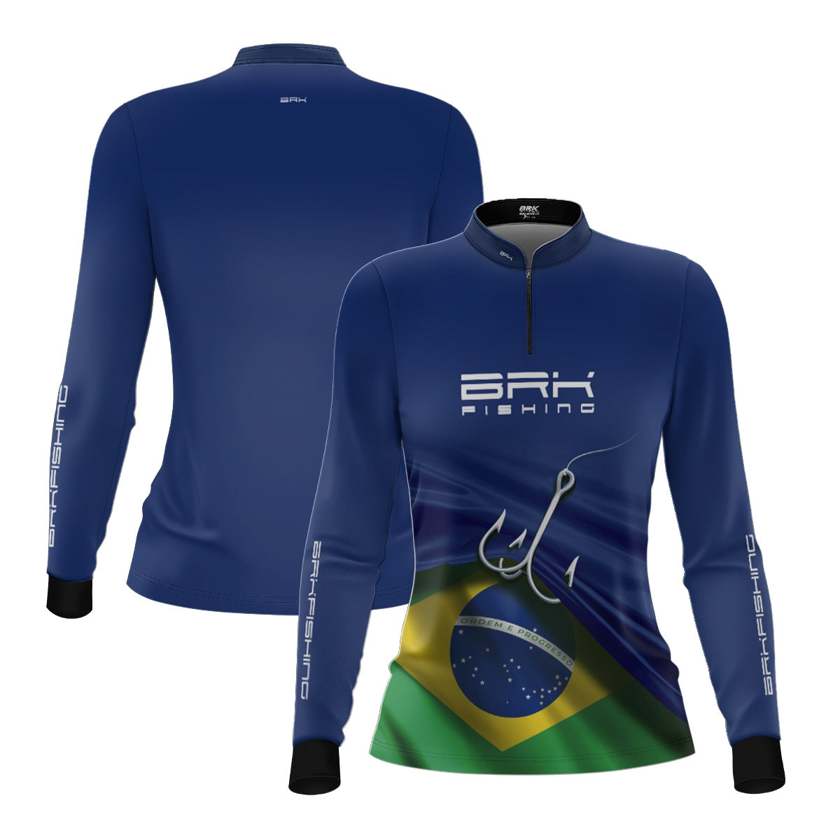 Camisa Feminina Brk Azul Bandeira do Brasil Garateia com Proteção UV50+