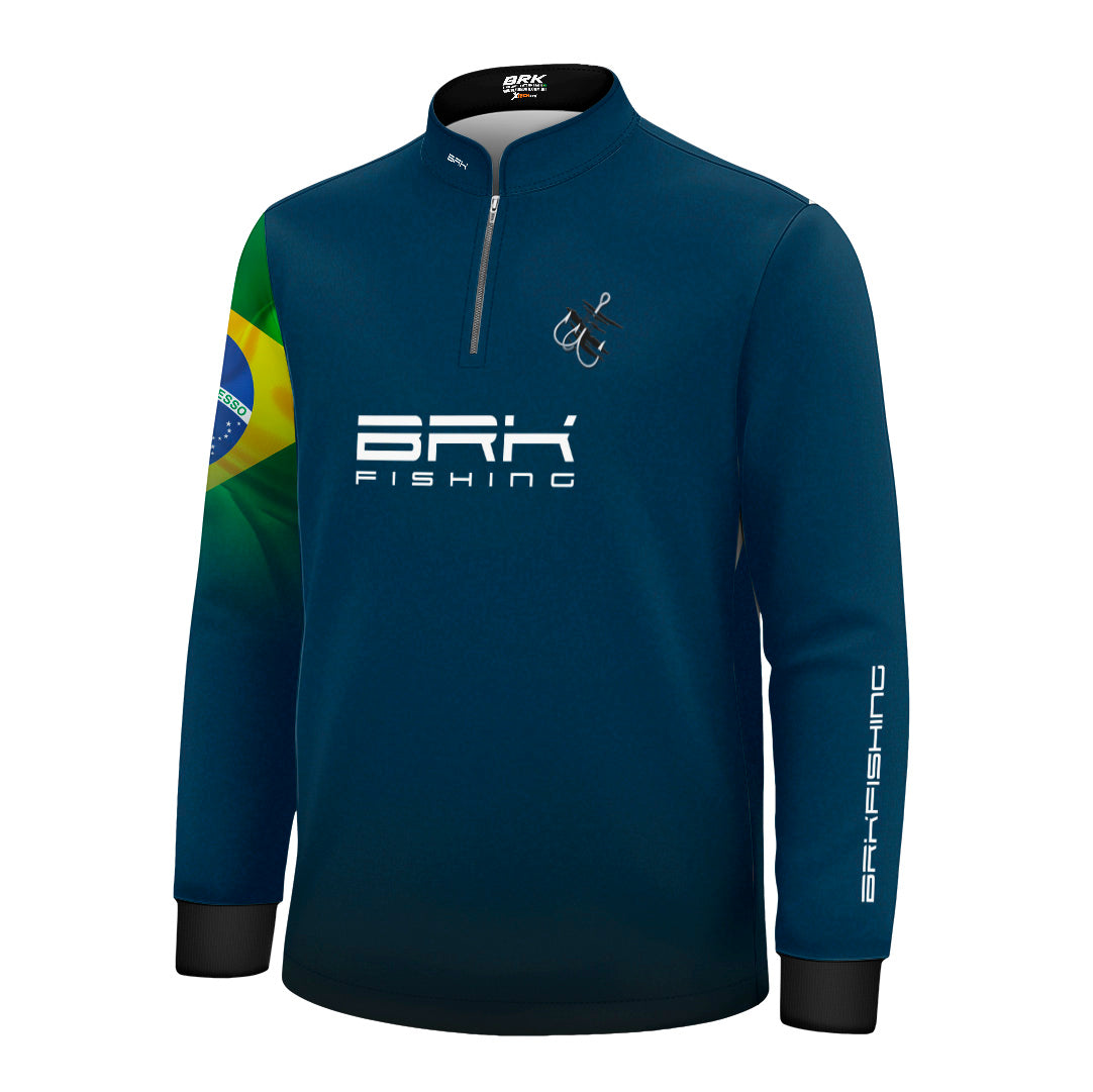 Camisa Infantil Brk Azul Bandeira do Brasil Garateia com Proteção UV50+