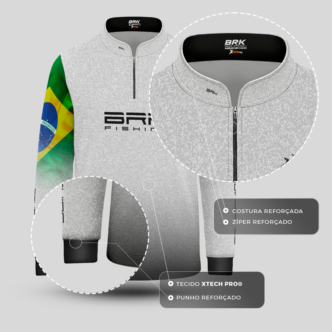 Camisa Infantil Brk Branca Bandeira do Brasil Garateia com Proteção UV50+