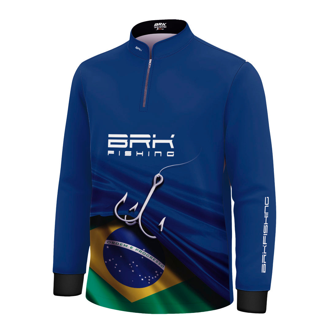 Camisa Infantil Brk Azul Bandeira do Brasil Garateia com Proteção UV50+