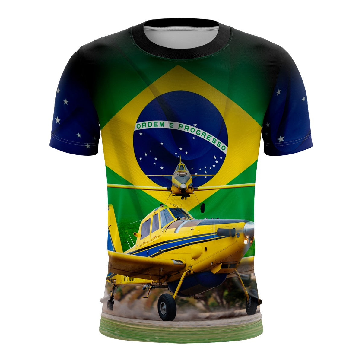 Camiseta Brasil Patriota Avião Agricola Proteção Solar UV50+