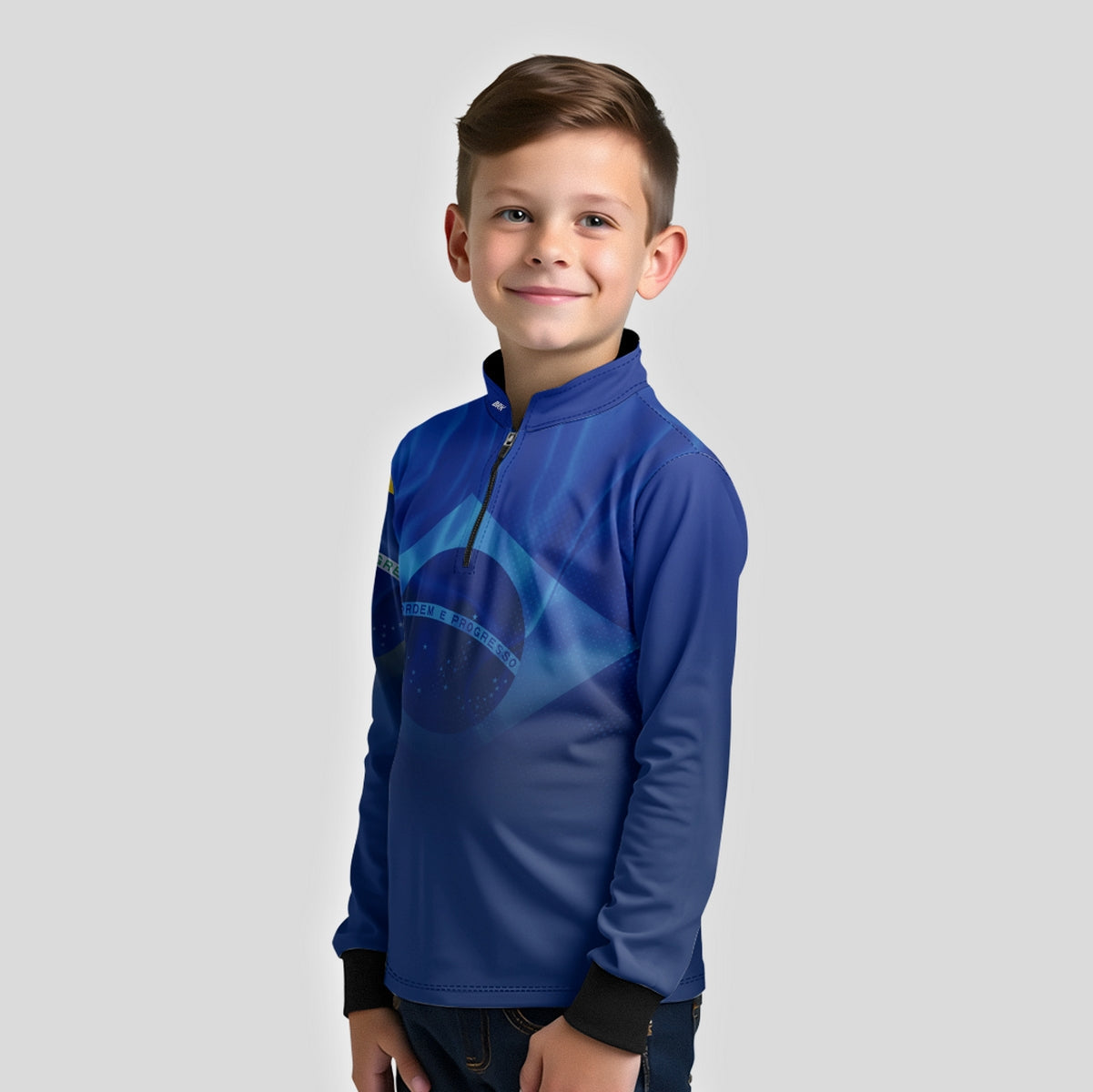 Camisa Agro Infantil Brk Brasil Azul com Proteção Solar UV50+