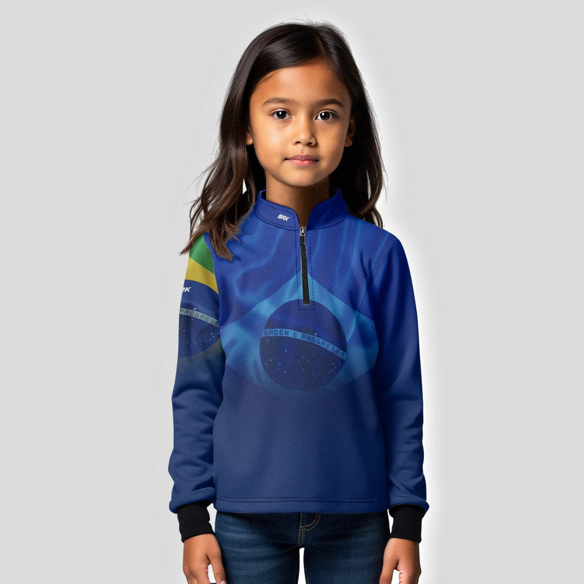 Camisa Agro Infantil Brk Brasil Azul com Proteção Solar UV50+