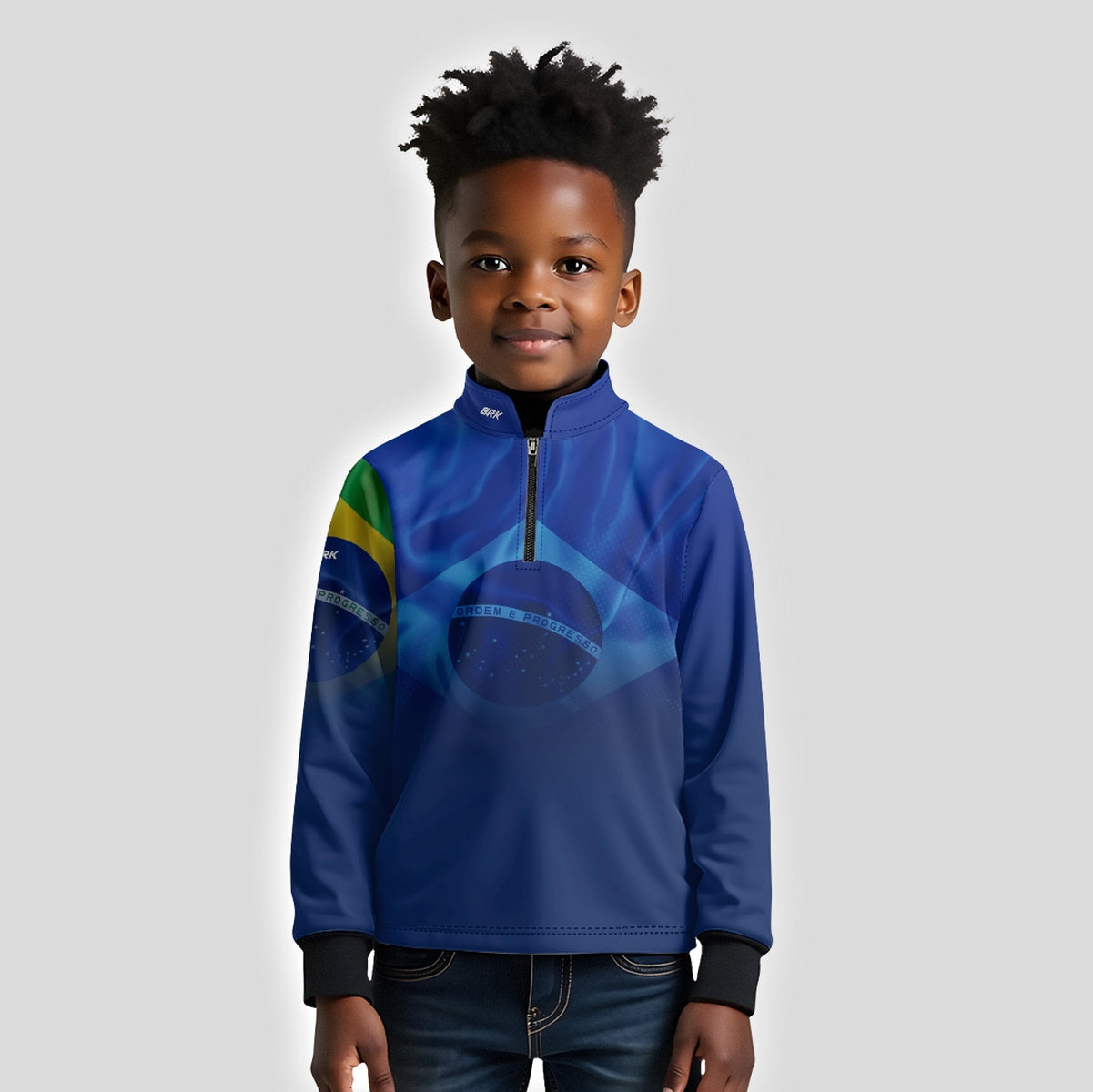 Camisa Agro Infantil Brk Brasil Azul com Proteção Solar UV50+