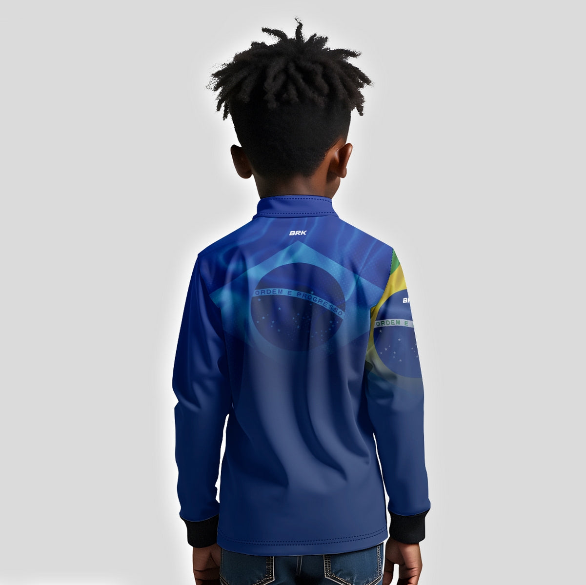 Camisa Agro Infantil Brk Brasil Azul com Proteção Solar UV50+