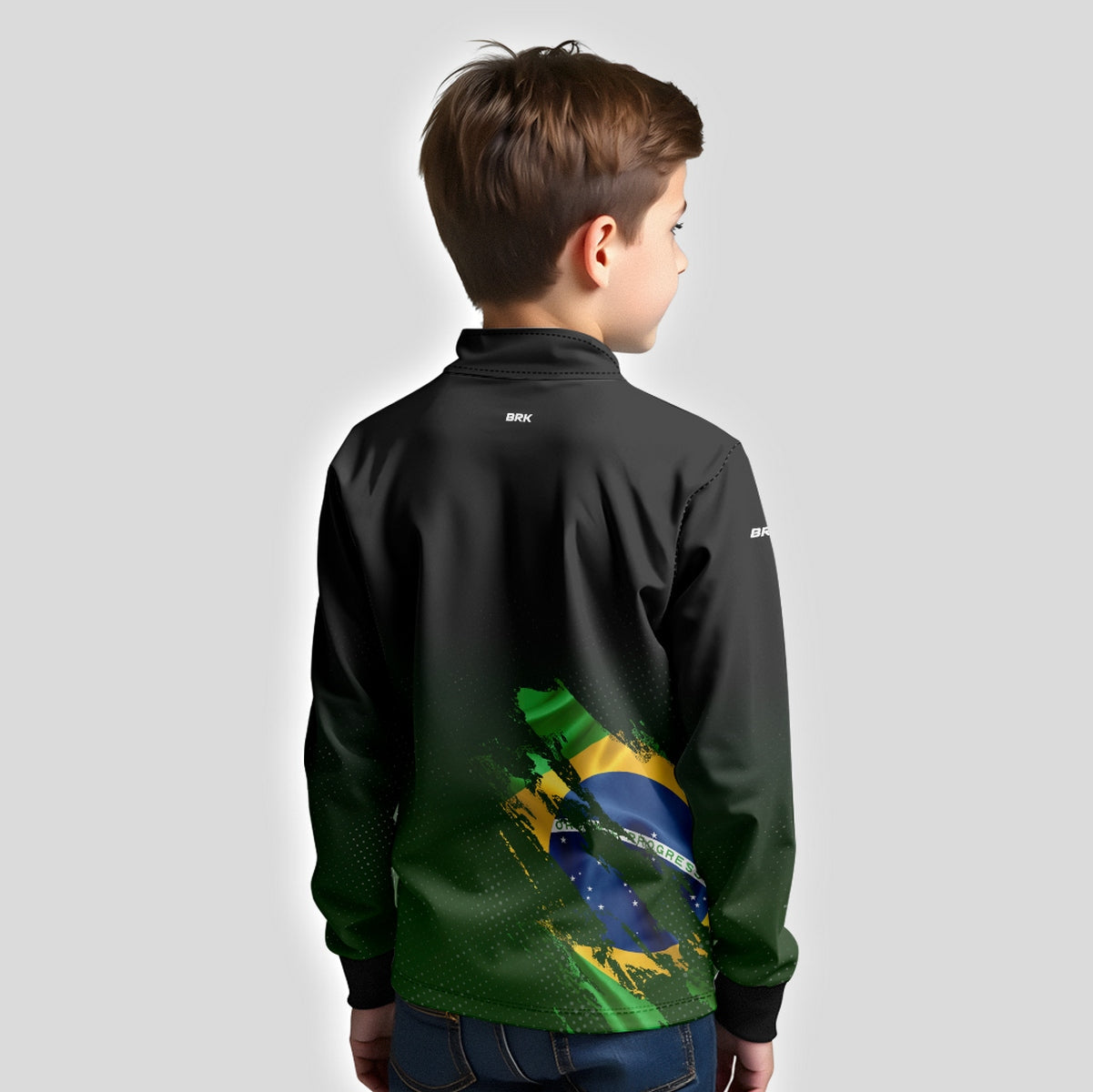 Camisa Agro Infantil Brk Bandeira Brasil Lateral com Proteção Solar UV50+