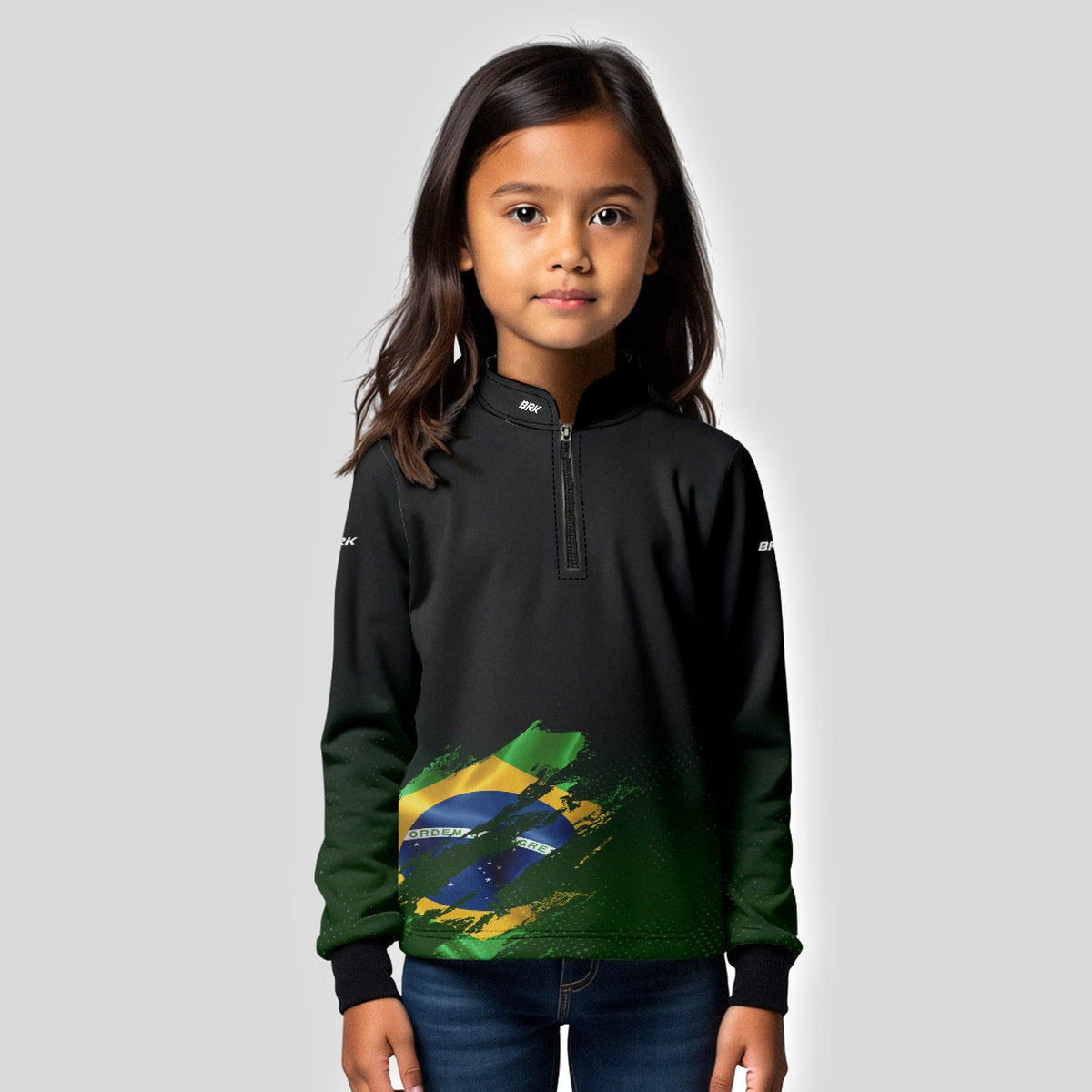 Camisa Agro Infantil Brk Bandeira Brasil Lateral com Proteção Solar UV50+