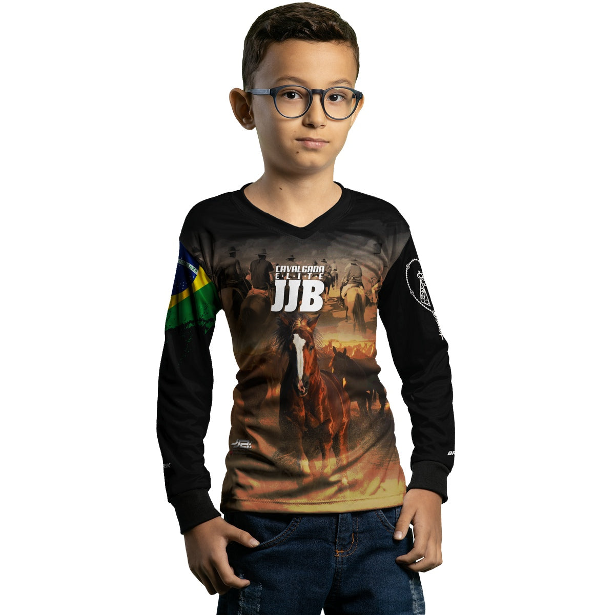 Camisa Agro Infantil Brk Cavalgada Elite JJB com Proteção UV50+