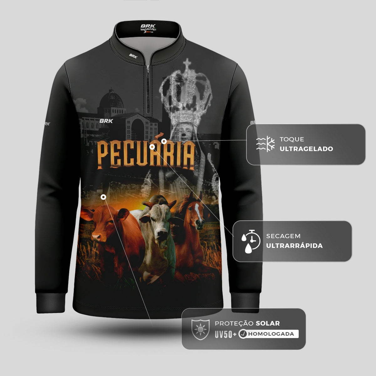 Camisa Agro Brk Nossa Senhora Pecuária com Proteção UV50+