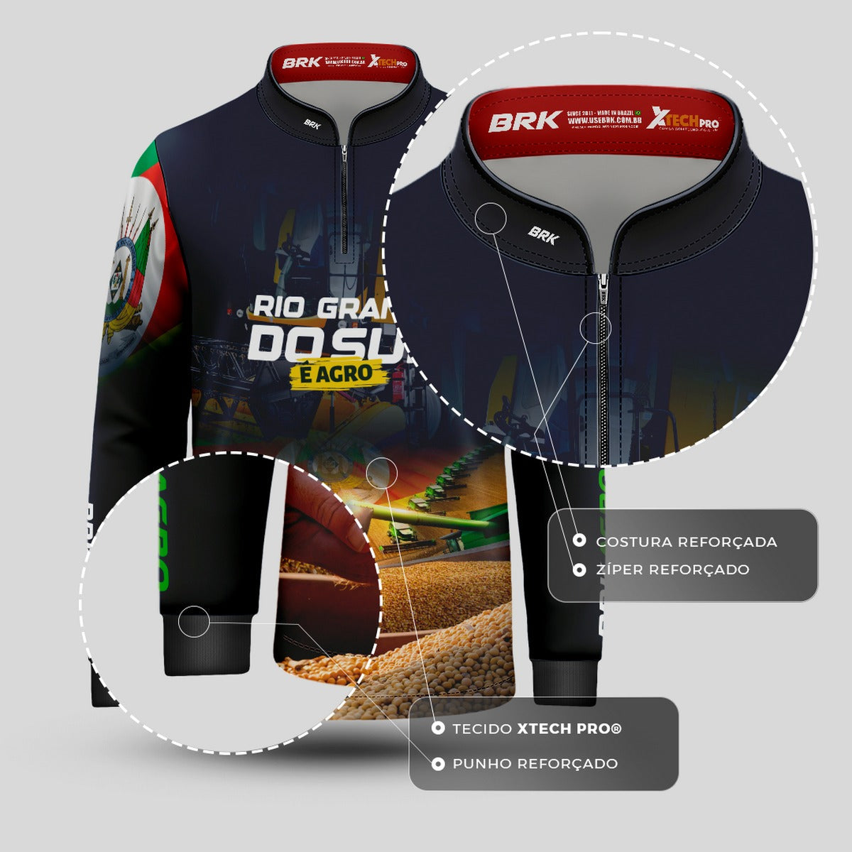 Camisa Agro Brk Rio Grande do Sul é Agro com Proteção UV50+