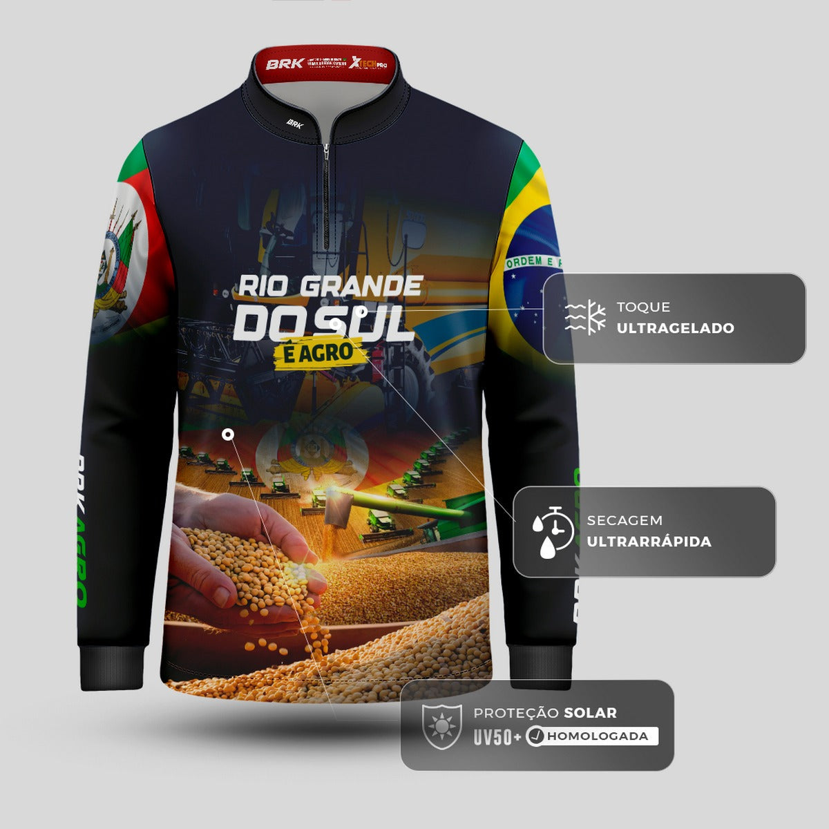Camisa Agro Brk Rio Grande do Sul é Agro com Proteção UV50+
