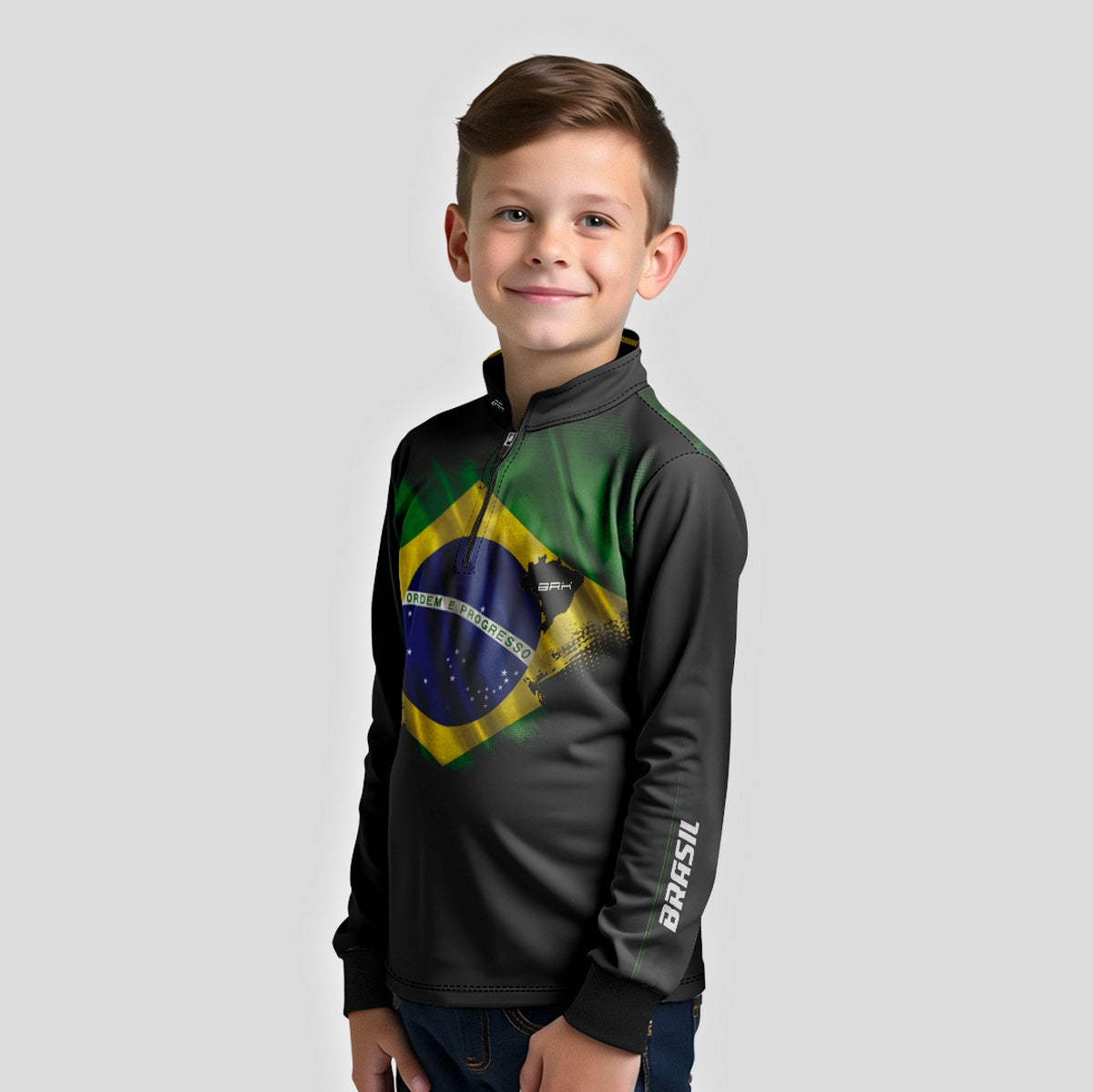 Camisa Agro Infantil Brk Bandeira do Brasil com Proteção Solar UV50+