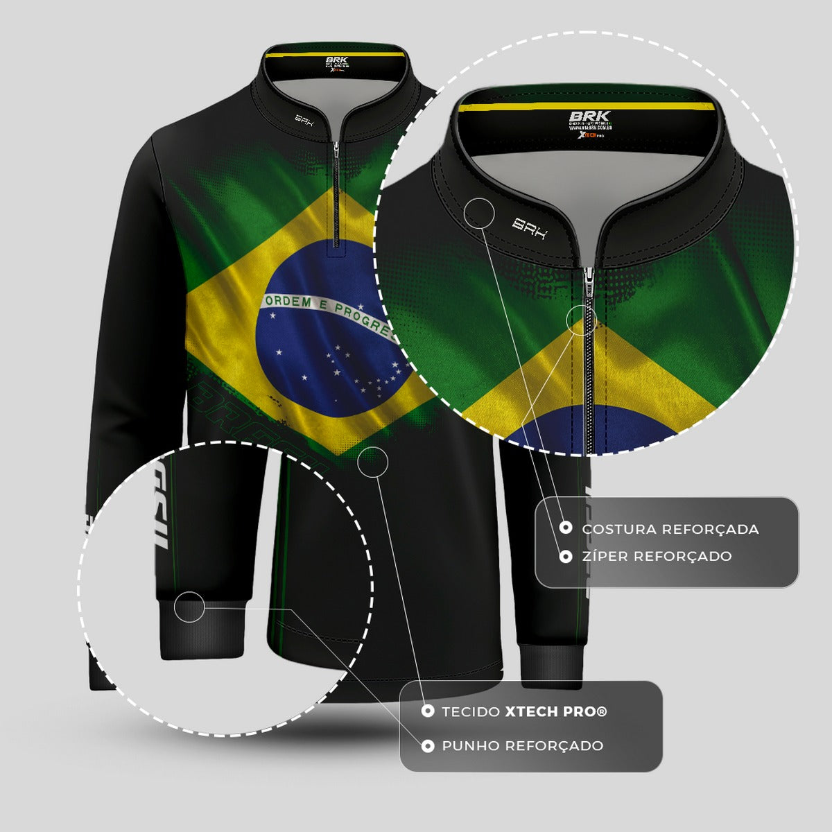 Camisa Agro Infantil Brk Bandeira do Brasil com Proteção Solar UV50+