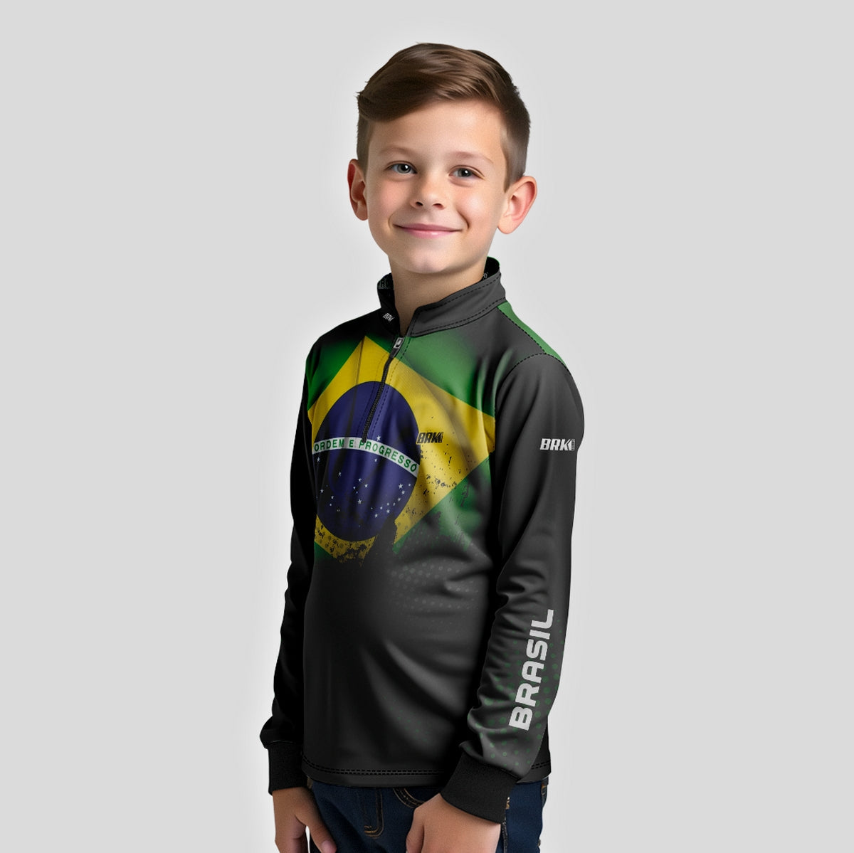 Camisa Infantil Agro Brk Bandeira do Brasil com Proteção Solar UV50+