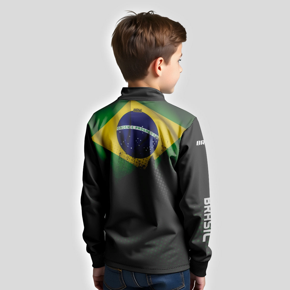 Camisa Infantil Agro Brk Bandeira do Brasil com Proteção Solar UV50+