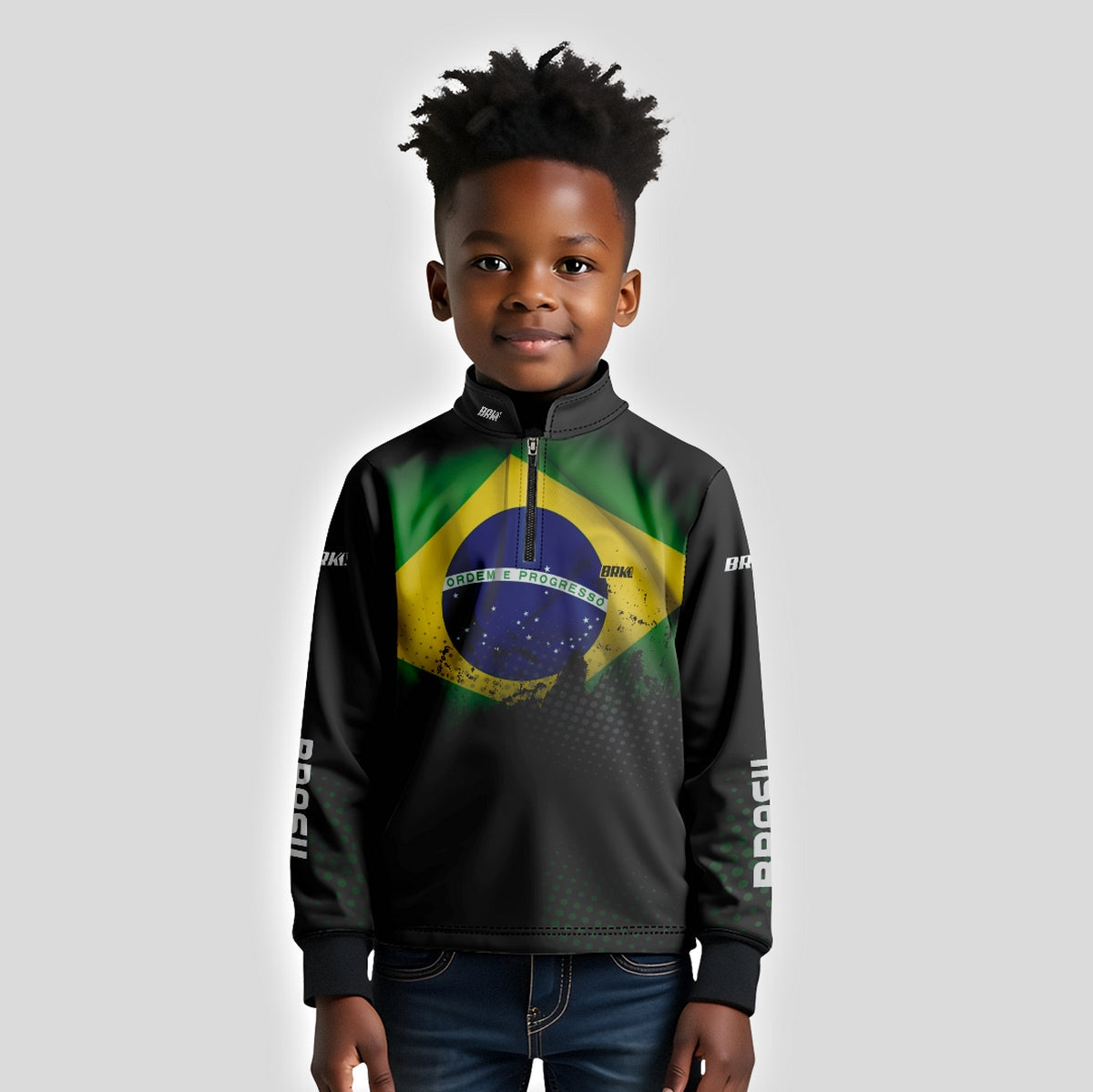Camisa Infantil Agro Brk Bandeira do Brasil com Proteção Solar UV50+