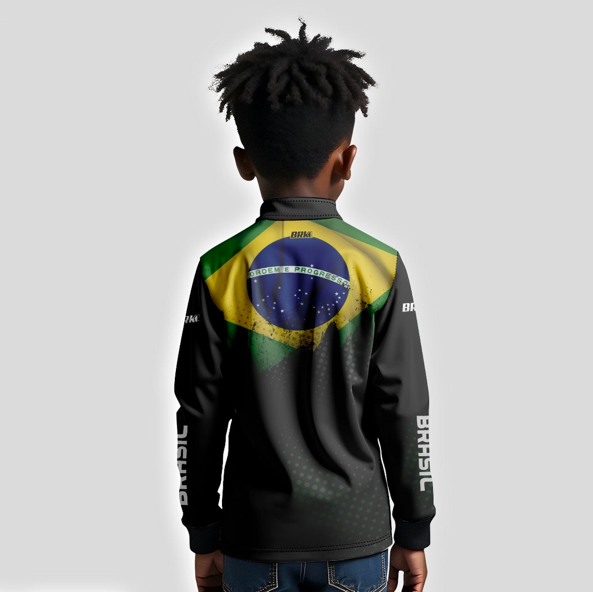 Camisa Infantil Agro Brk Bandeira do Brasil com Proteção Solar UV50+